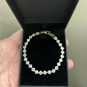 CZ Gold Tone Tennis Bracelet